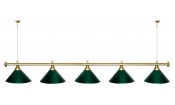 Лампа STARTBILLIARDS 5 пл. (плафоны зеленые,штанга зеленая,фурнитура золото)