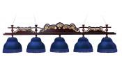 Лампа Император-Люкс 5пл. ясень (№5,бархат синий,бахрома синяя,фурнитура золото)