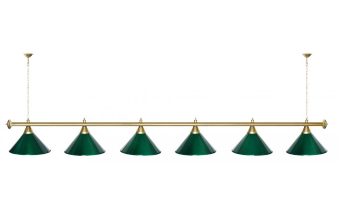 Лампа STARTBILLIARDS 6 пл. (плафоны зеленые матовые,штанга бронза,фурнитура бронза)