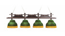 Лампа Император 4пл. клен (№7,бархат зеленый,бахрома желтая,фурнитура золото)