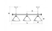 Лампа STARTBILLIARDS 3 пл. (плафоны антик медь,штанга зеленая,фурнитура золото)